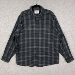 Poncho Shirt Mens XXL Regular Fit Grey Plaid‎ Flannel 2XL